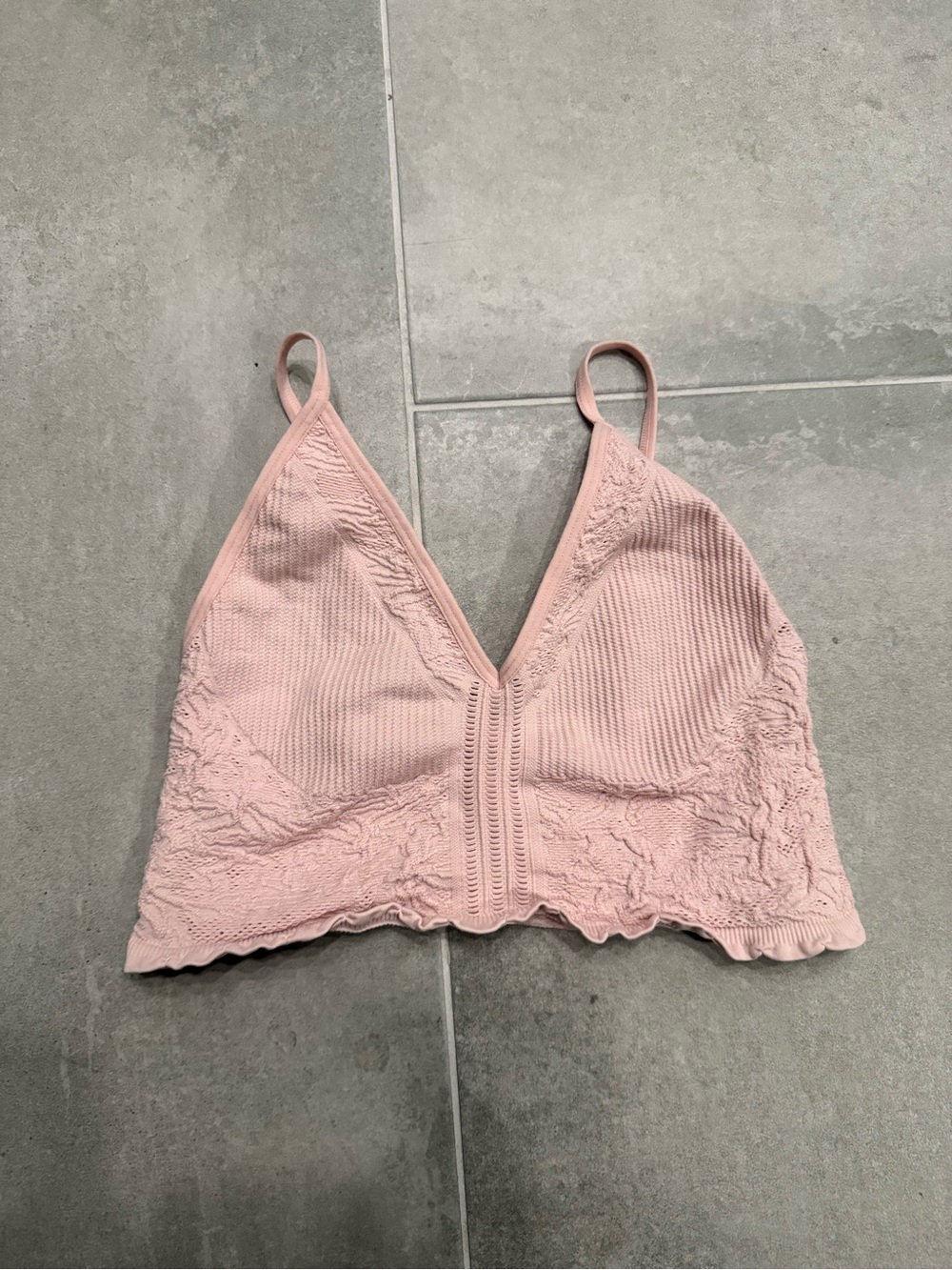 Free People Ribbed Lace Bralette - Light Pink